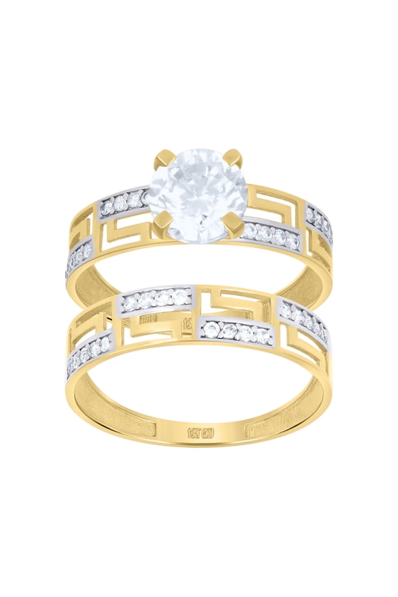 14k Two-tone Gold Womens Cubic-Zirconia Duo Bridal Ring Set