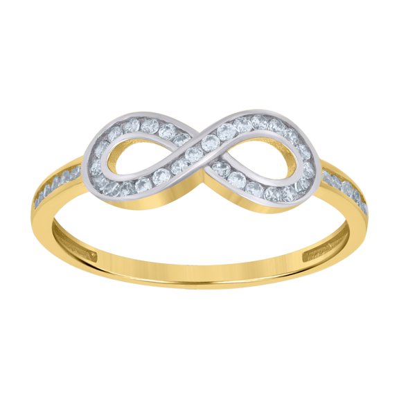 14k Two-tone Gold Womens Cubic-Zirconia Infinity Ring