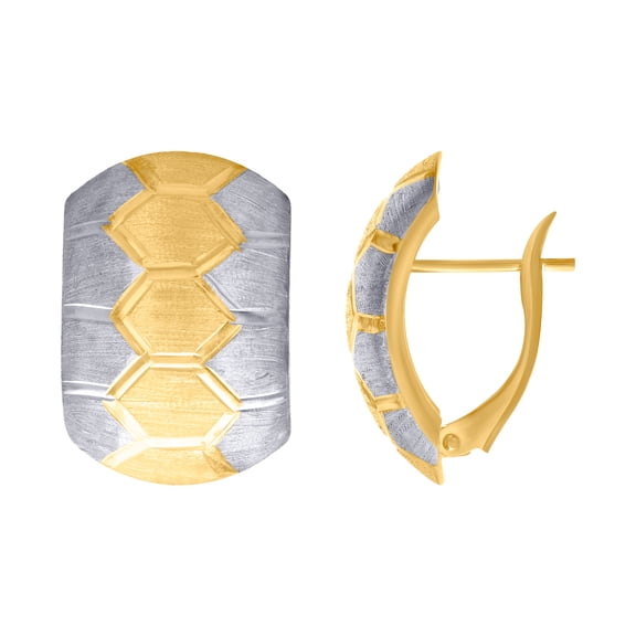 14k Two-tone Gold Womens Fashion Latch Back Earrings 20.6x14mm Wide Stud Earring for Women