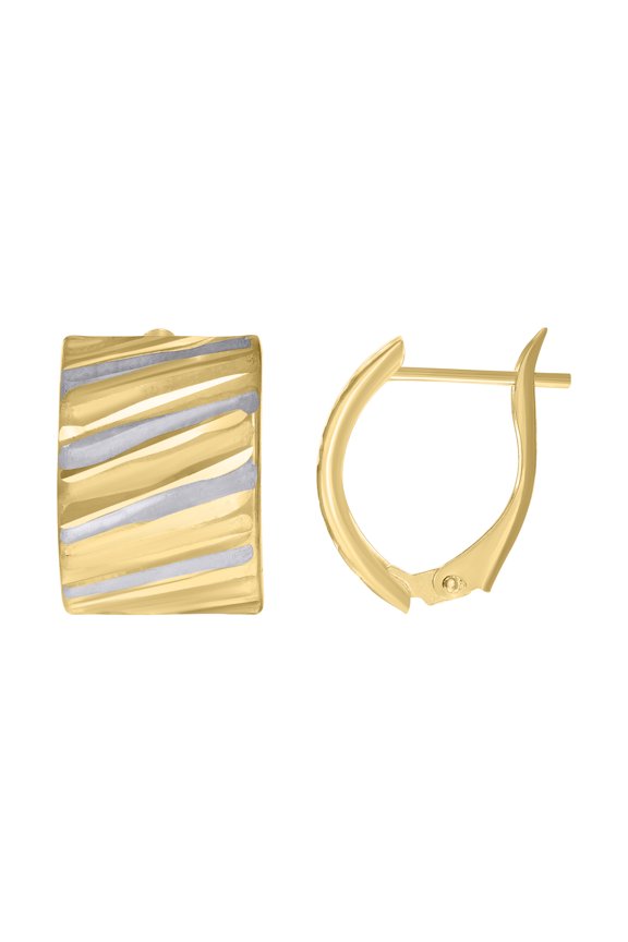 14k Two-tone Gold Womens Fashion Latch Back Earrings