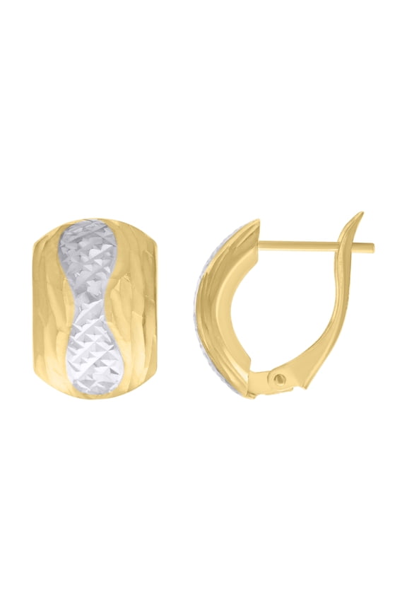 14k Two-tone Gold Womens Fashion Latch Back Earrings