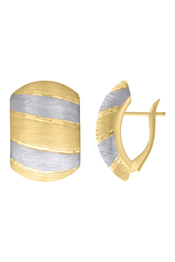 14k Two-tone Gold Womens Fashion Latch Back Earrings