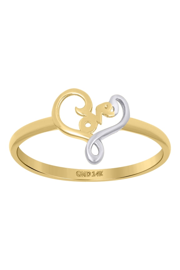 14k Two-tone Gold Womens Love Heart Ring