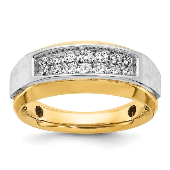 14k Two-tone IBGoodman Men's Polished and Satin 2-Row Ring Mounting