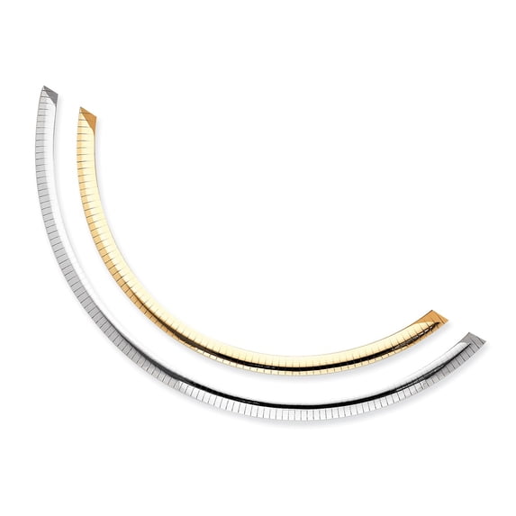 14k Two-tone Lt Reversible 6mm Omega w/extender Necklace