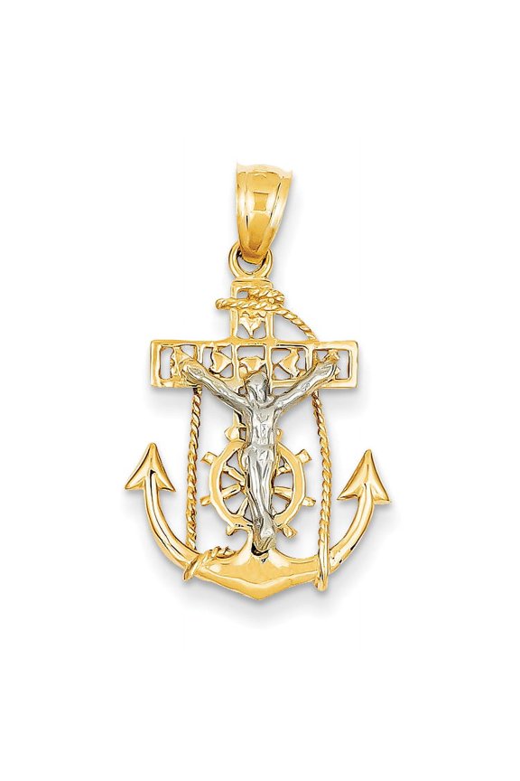 14k Two-tone Mariners Cross Pendant