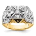 thumbnail image 1 of 14k Two-tone Men's Polished and Textured with Black Enamel and AA Quality Diamond Masonic Ring Y4049AA, 1 of 7