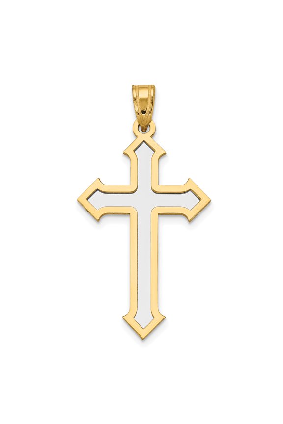 14k Gold Two-tone Passion Cross Pendant Charm