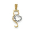 thumbnail image 1 of 14k Two-tone Polished Cat w/heart Pendant in 14k Yellow and White Gold, 1 of 3