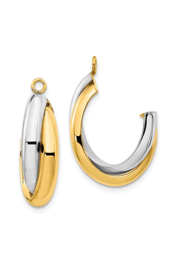 14k Two-tone Polished Double J-Hoop Earring Jackets