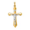 thumbnail image 1 of 14k Two-tone Polished INRI Crucifix Pendant in 14k Yellow and White Gold, 1 of 3
