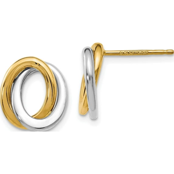 14k Two-tone Polished Love Knot Earrings (11.75x11)