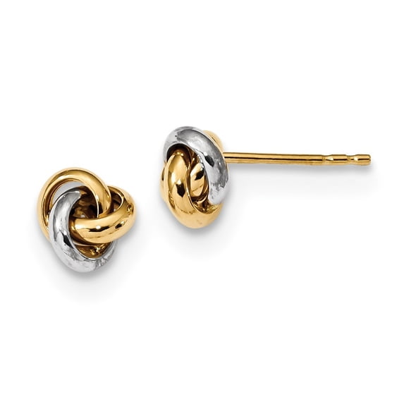 14k Two-tone Polished Love Knot Post Earrings - 1.1 Grams - Measures 7x6.5mm Wide