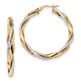 thumbnail image 1 of 14k Two-tone Polished Rope Twisted Hoop Earrings in 14k Yellow and White Gold, 1 of 2