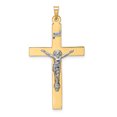 thumbnail image 1 of 14k Two-tone Polished Solid INRI Crucifix Pendant, 1 of 4