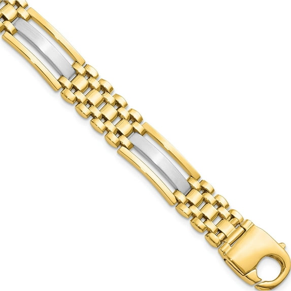 14k Two-tone Polished and Satin Mens Bracelet