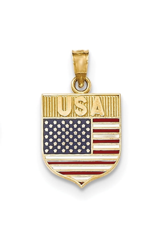 14k USA Flag Enameled Pendant