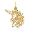 thumbnail image 1 of 14k Yellow Gold Texture Brushed Diamond Cut Finish Unicorn Head Charm Pendant, 1 of 6
