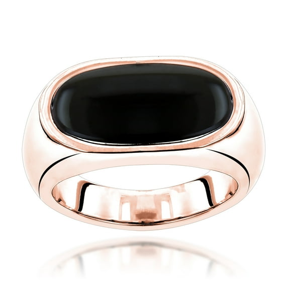 14k Unique Men's Natural Black Onyx Ring (Rose Gold Size 11)