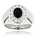 thumbnail image 1 of 14k Unique Mens Dainty Diamond Black Onyx Ring For Him (White Gold Size 6.5), 1 of 1
