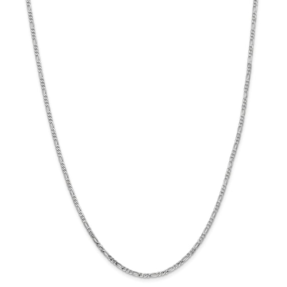 14k WG 2.25mm Flat Figaro Chain in 14k White Gold