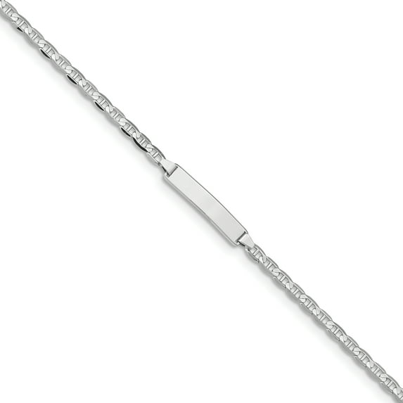 14k WG Anchor Link ID Bracelet (Weight: 3.25 Grams, Length: 7 Inches)