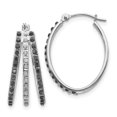thumbnail image 1 of 14k WG Black & W Diamond Triple Oval Hinged Hoop Ear, 1 of 4