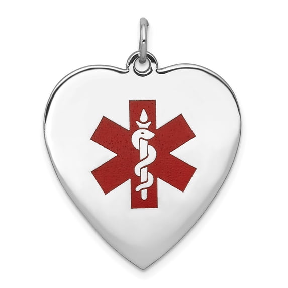 14k WG Heart-Shaped Enameled Medical Jewelry Pendant XM466