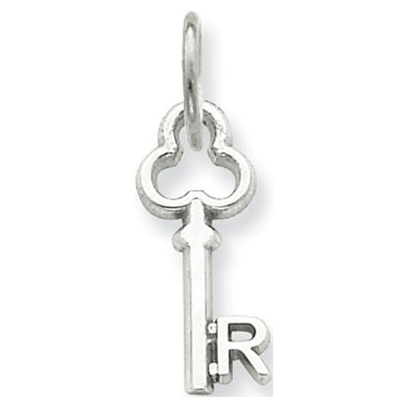 14k WG R Key Charm in 14k White Gold