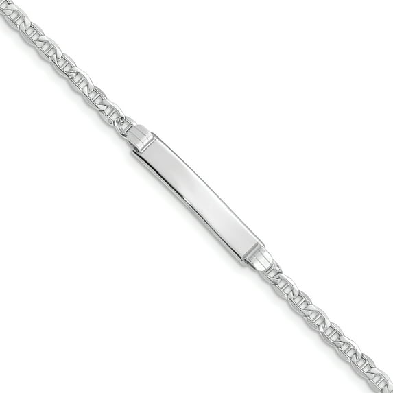 14k WG Semi-Solid Anchor Link ID Bracelet (Weight: 3.52 Grams, Length: 8 Inches)