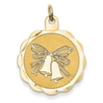 thumbnail image 1 of 14k Yellow Gold Wedding Bells Engraveable Disc Charm Pendant, 1 of 1