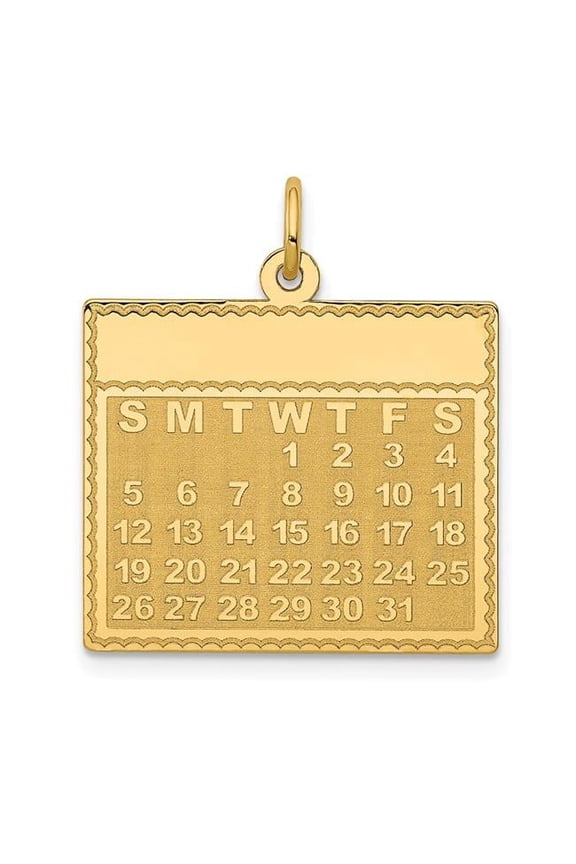 Finest Gold 14K Wednesday The First Day Calendar Pendant