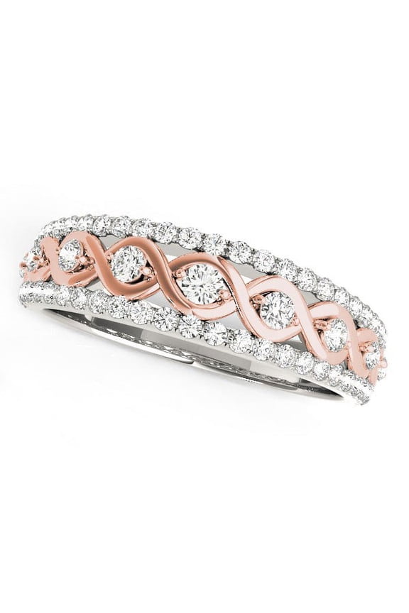 14k White And Rose Gold Infinity Diamond Band (3/8 cttw) Size 8