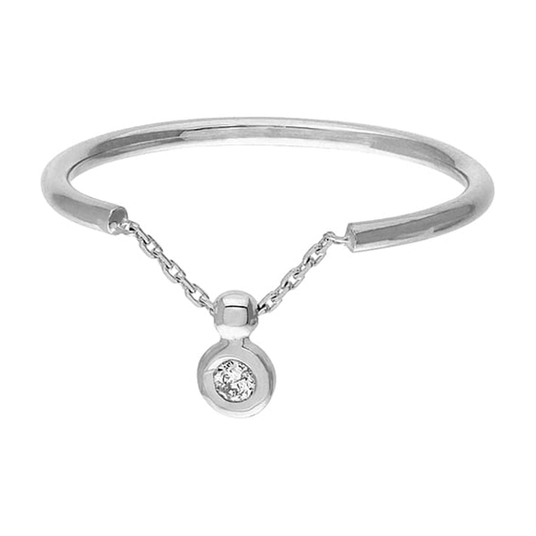 Wire Sliding Rings 14k White Gold 0.030 dwt Diamond Bezel Set Sliding Wire Ring Size 7 ...
