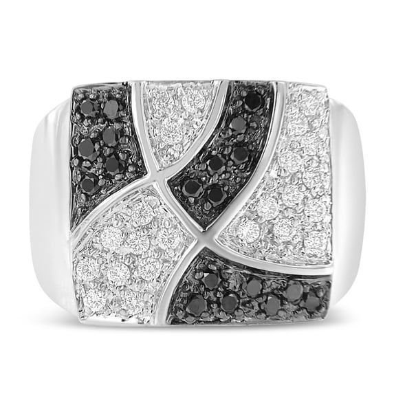 14k White Gold 0.50ct TDW Treated Black Round Diamond Cluster Ring(H-I ,SI1-SI2)