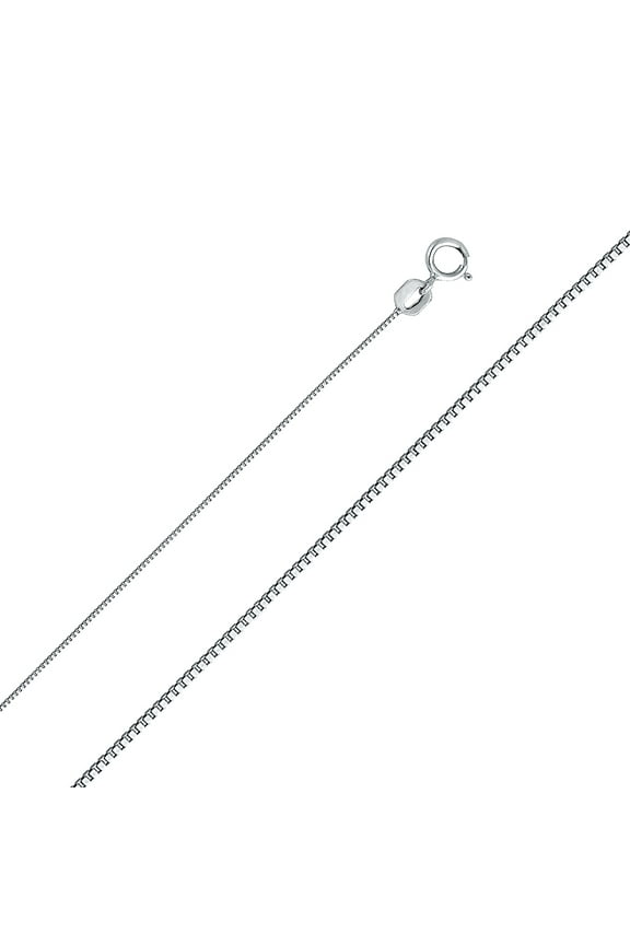 14k White Gold 0.5mm Solid Box Chain Link Necklace 18" Jewelry Female Unisex