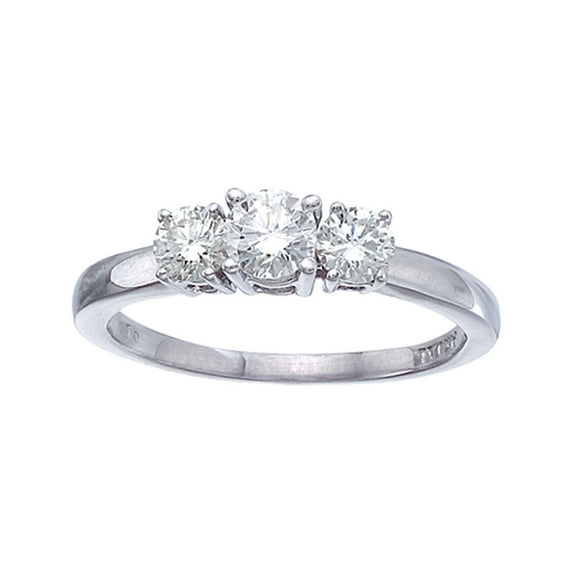 14k White Gold 0.75 Ct Three Stone Diamond Ring