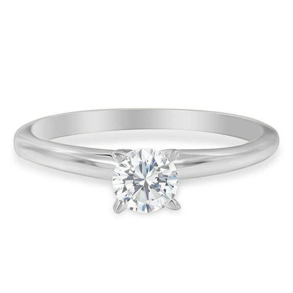 14k White Gold 0.7ct TDW Round-cut GIA Certified Diamond Solitaire Engagement Ring (H,I1)