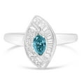 thumbnail image 1 of 14k White Gold 0.80ct TDW Treated Blue Marquise, Princess and Baguette Diamond Eye Shape Ring(H-I ,SI1-SI2), 1 of 5