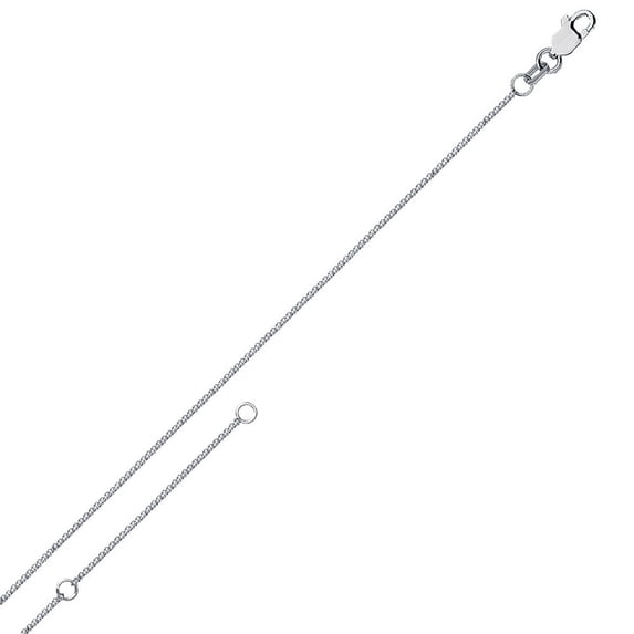 14k White Gold 0.85mm Adjustable Round Wheat Chain Necklace Lobster Claw Closure - 18 Inch