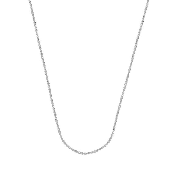 14k White Gold 0.8mm Sparkle Singapore Chain Necklace Spring Ring Closure - .8 Grams - 18 Inch