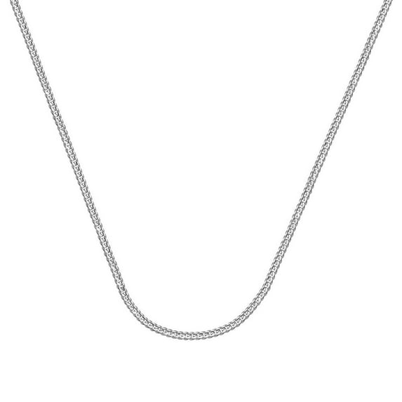 14k White Gold 0.9mm Curb Chain Necklace 5mm Spring Ring Closure - 1.2 Grams - 16 Inch