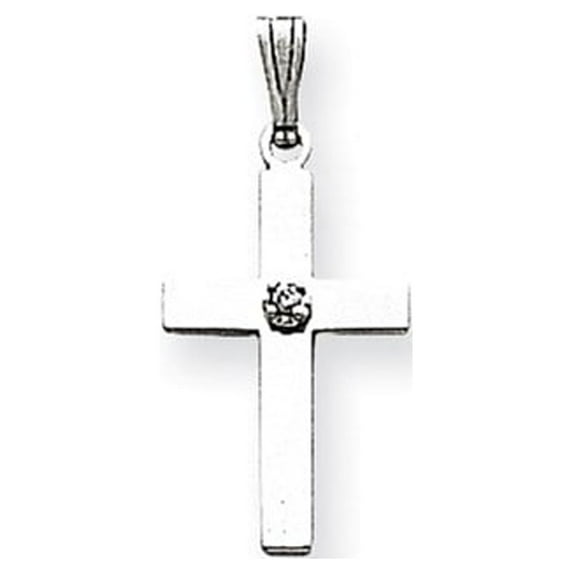 14k White Gold .01ct. Diamond Cross Pendant