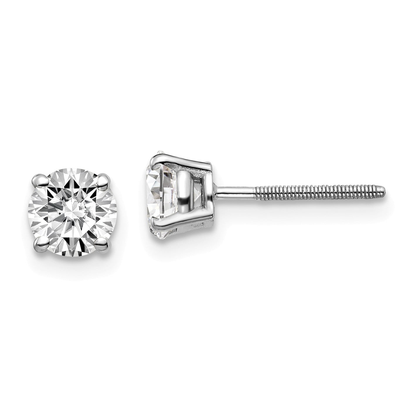14k White Gold 1.00ct SI3 G-I Diamond Stud Thread on/off Post Earrings