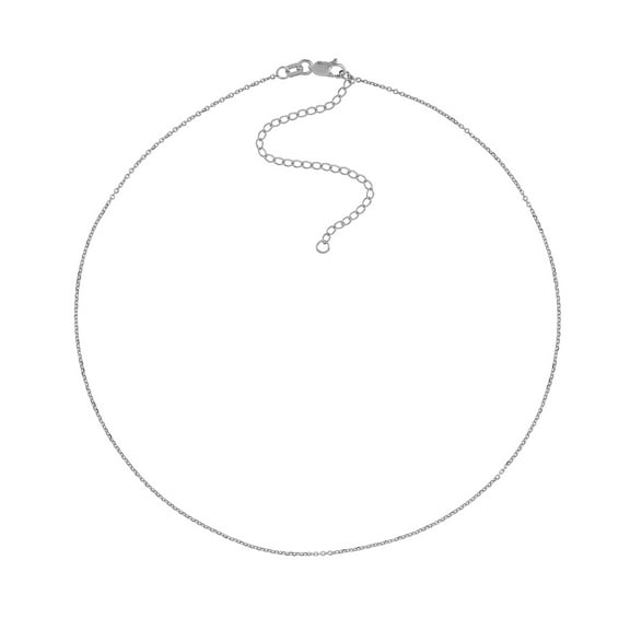 14k White Gold 1.05mm Open Sparkle-Cut Cable Chain Necklace Adjustable Choker Necklace 16 Inch Choker Necklace for Women