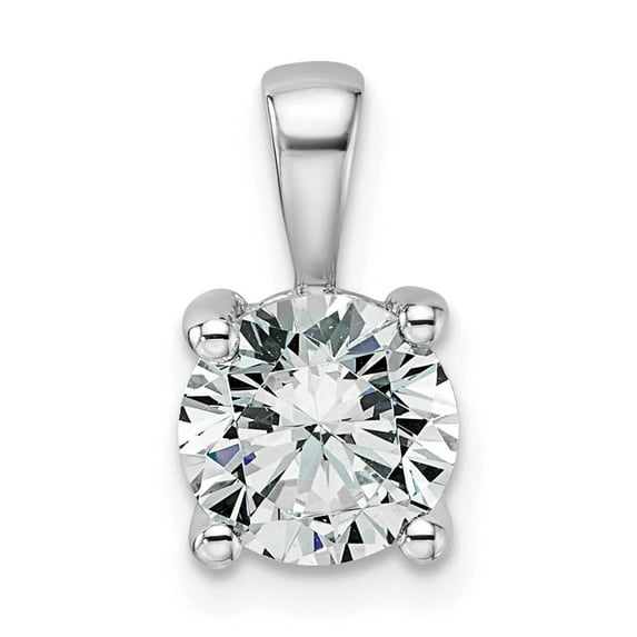 14k White Gold 1 1/2 carat Certified Lab Grown Diamond VS+ F+ Round Complete Four Prong Pendant