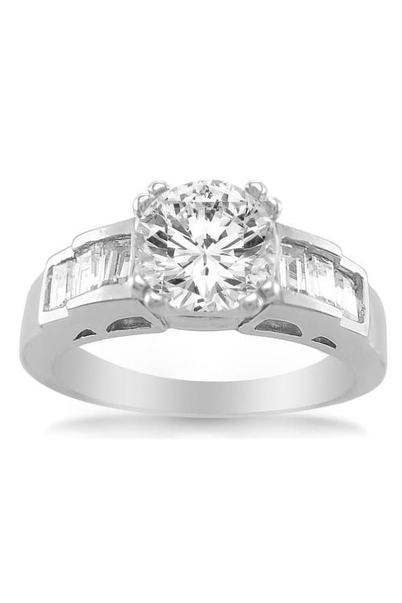 14k White Gold 1 1/3ct TGW Round-cut Diamonette Engagement Ring