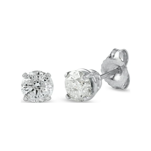 14k White Gold 1-1/4Ct TDW Round-Cut Diamond Solitaire Stud Earrings