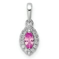 thumbnail image 1 of 14k White Gold 1/10 carat Lab Grown Diamond VS/SI+ G+ and Lab Created Pink Sapphire October Birthstone Pendant, 1 of 4