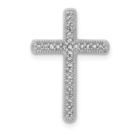 Finest Gold 14k White Gold 0.1 ct. Diamond Cross Chain Slide Pendant